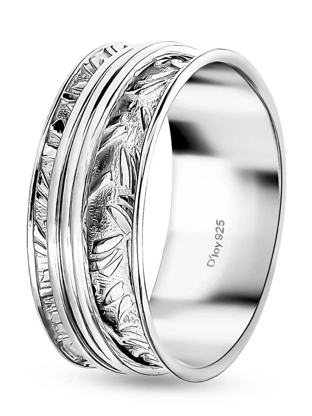 Sterling Silver Textured Spinner Ring - Elegant Silver Women's Jewelry